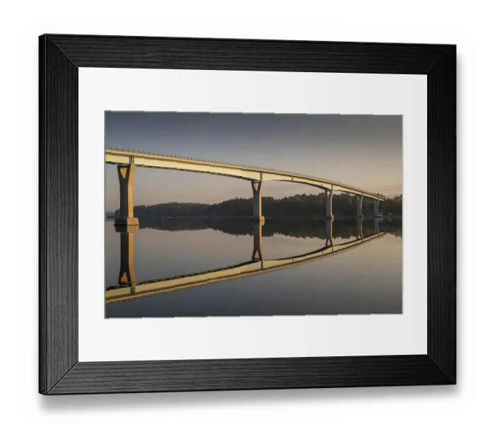 Framed Print : Morning atmosphere, Lovo bridge reflected in the water
