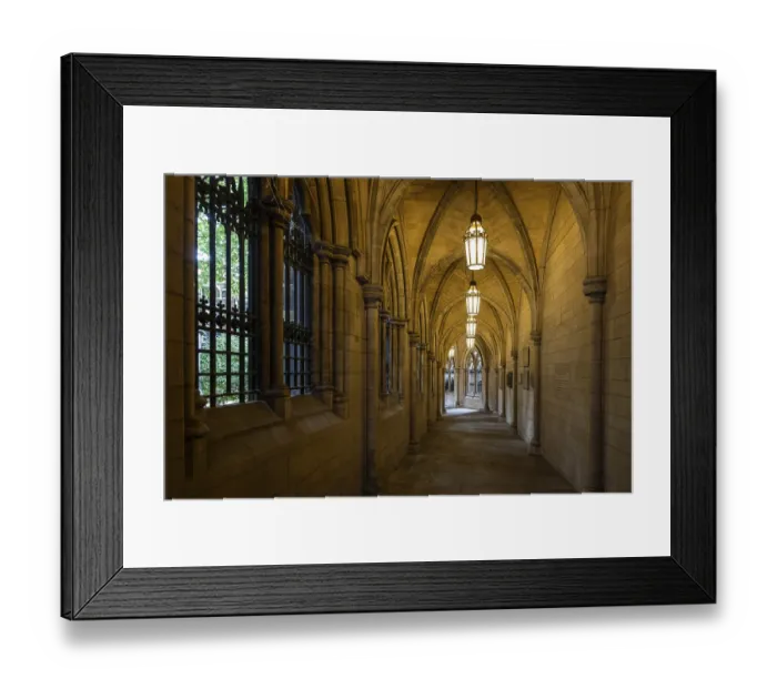 Framed Print : Illuminated neo-Gothic archway Framed Print : Illuminated neo-Gothic archway