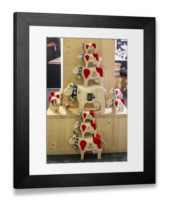 Framed Print : Trauffer toy wooden cows Framed Print : Trauffer toy wooden cows