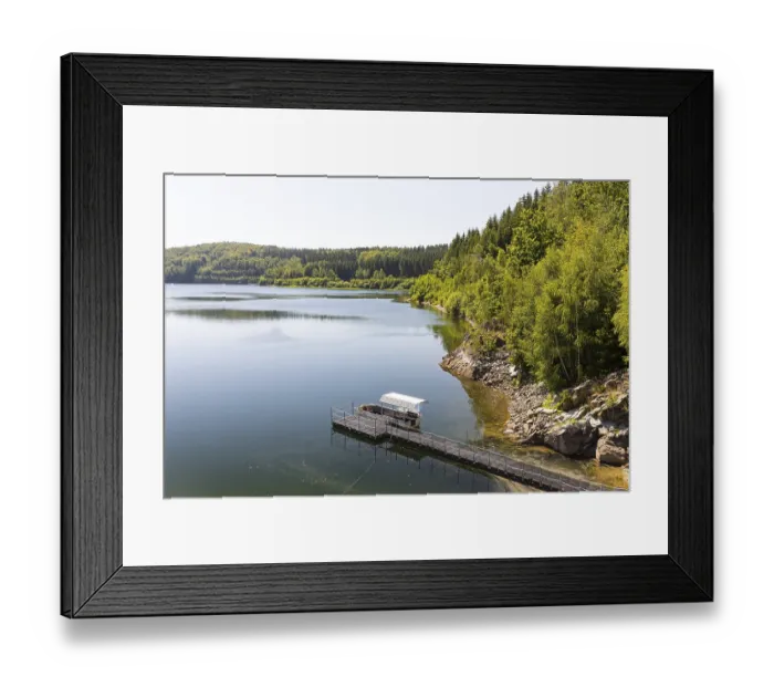 Framed Print : Jetty at the Lichtenberg dam, Erzgebirge