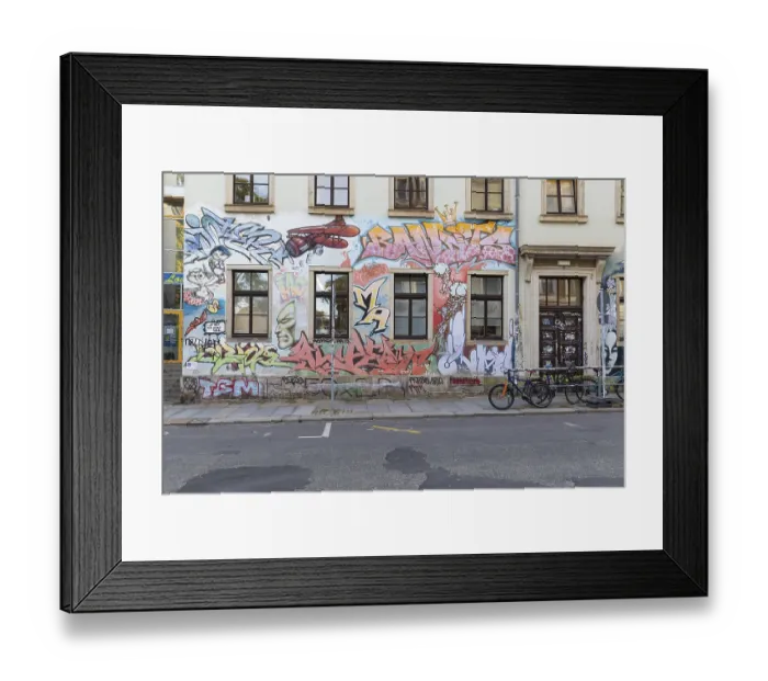 Framed Print : Colourful graffiti on a facade in LouisenstraBe