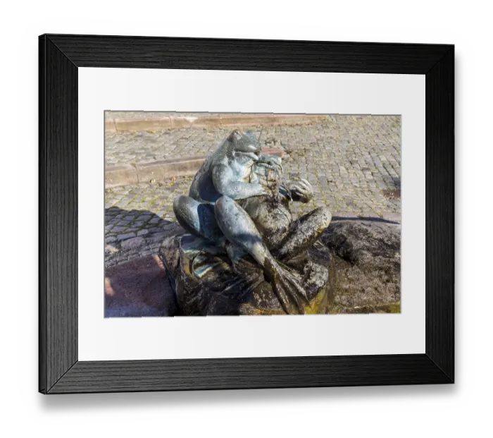 Framed Print : Detail of the frog fountain on the market square Framed Print : Detail of the frog fountain on the market square