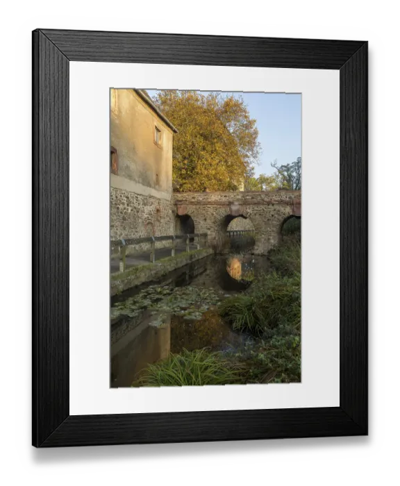 Framed Print : Historic bridge between the manor and castle over the moat