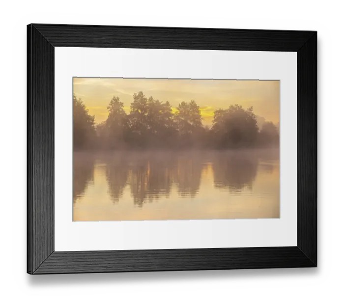 Framed Print : Morning fog at the Grutschenteich in the Nassau