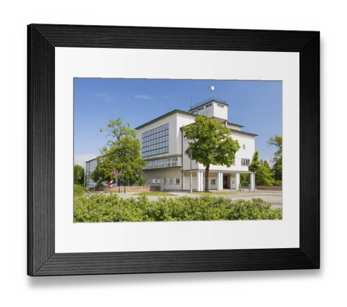 Framed Print : Friedrich-Adolf-Wilhelm-Diesterweg Secondary School in the Bauhaus style