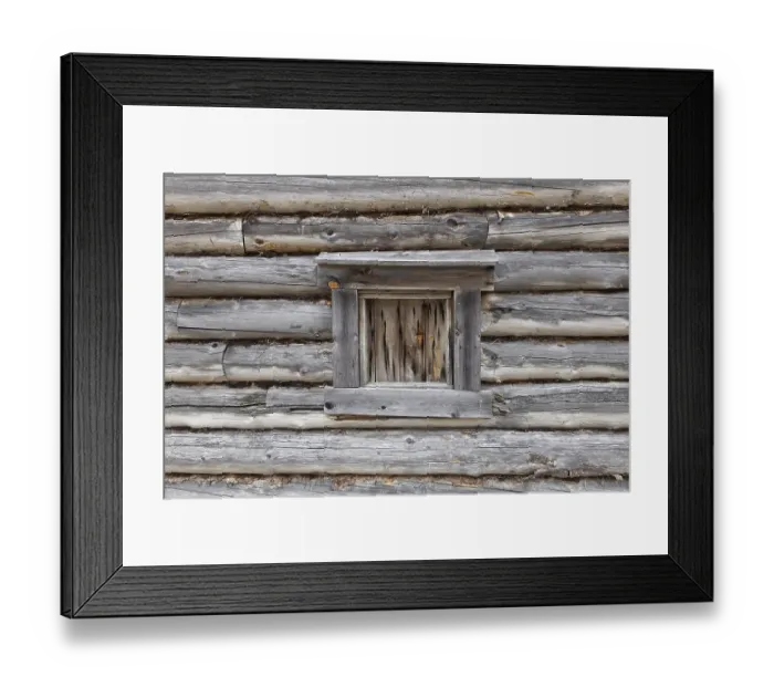 Framed Print : Closeup of window on a old log wall Framed Print : Closeup of window on a old log wall