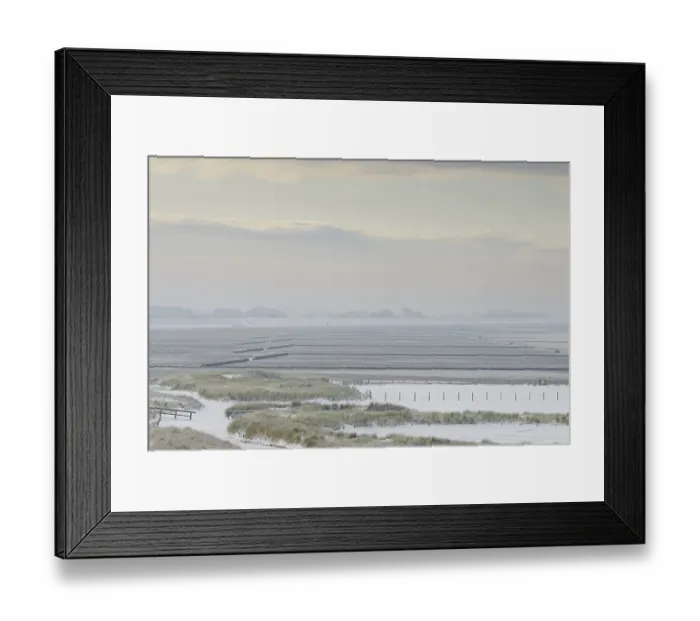 Framed Print : View over the snow-covered dune landscape of Norddeich Framed Print : View over the snow-covered dune landscape of Norddeich