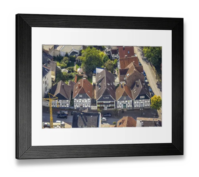 Framed Print : Aerial view, half-timbered houses Framed Print : Aerial view, half-timbered houses