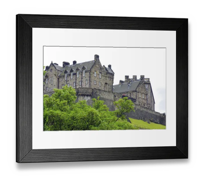 Framed Print : Old castle surrounded by green nature with overcast sky Framed Print : Old castle surrounded by green nature with overcast sky