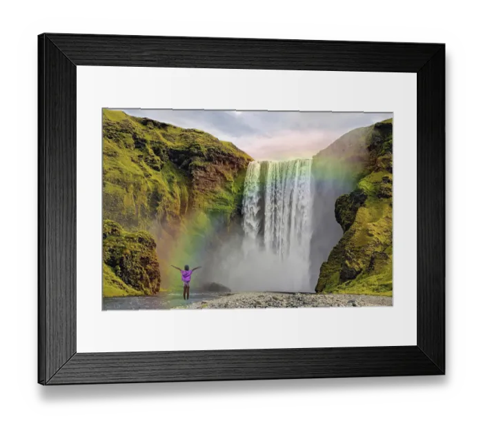 Framed Print : Child in front of Skogar waterfall rainbow Iceland Framed Print : Child in front of Skogar waterfall rainbow Iceland