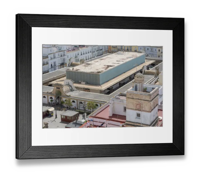 Framed Print : Market hall, view from the Torre Tavira over the historic centre of Cadiz