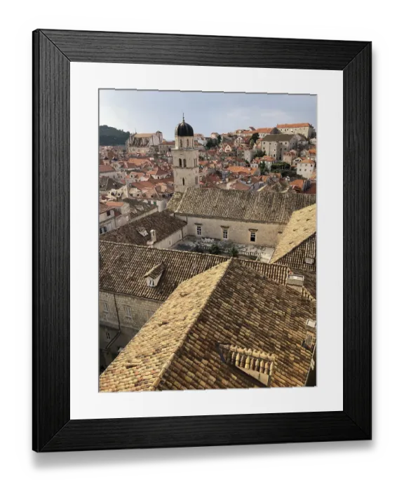 Framed Print : Panoramic view of red tiled roofs