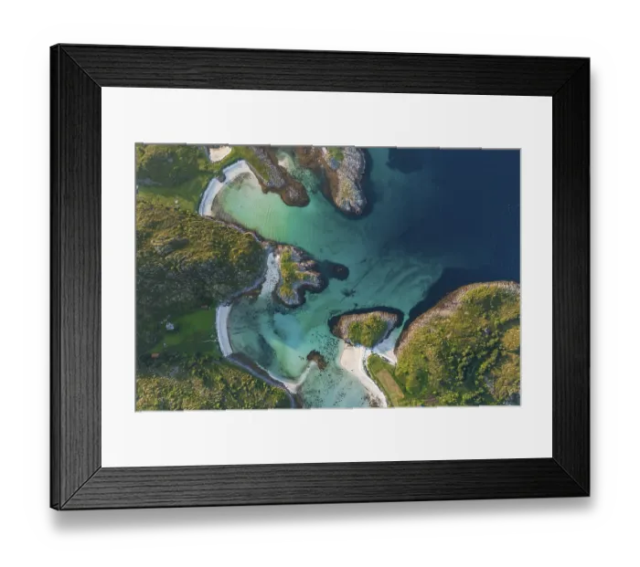 Framed Print : Aerial view of the coast of the island of Skrova