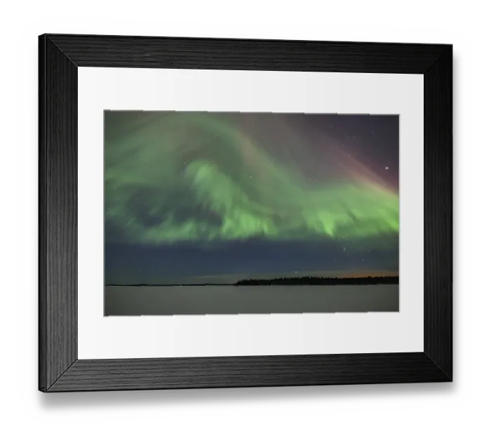 Framed Print : Northern Lights over frozen lake