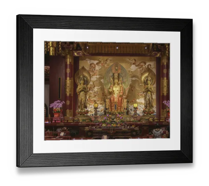 Framed Print : Scenery inside of a buddha temple seen in in Singapore