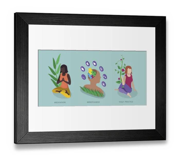 Framed Print : 3D Isometric Flat Illustration of Human Mental Health