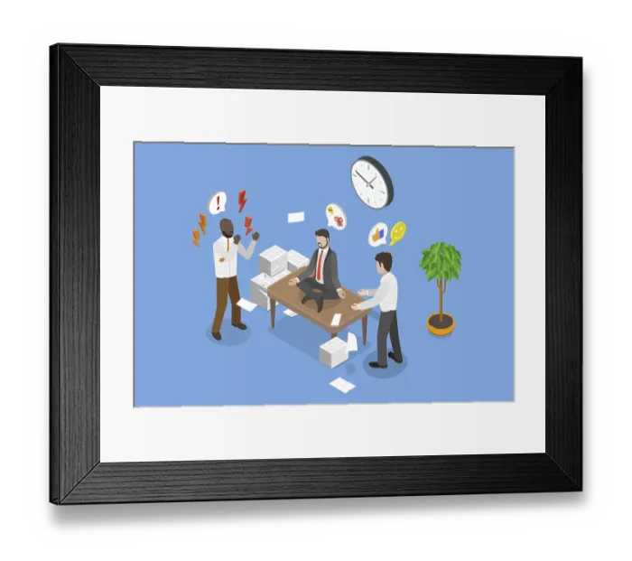 Framed Print : 3D Isometric Flat Illustration of Professional Stress Management