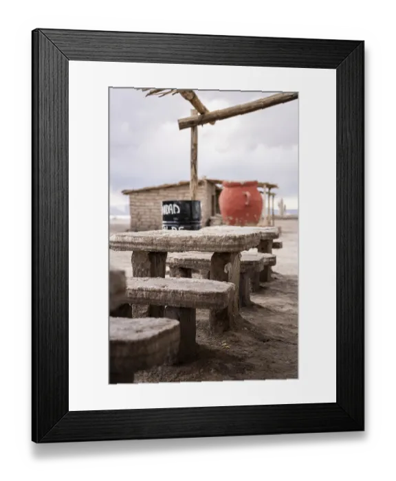 Framed Print : Furniture construction from salt