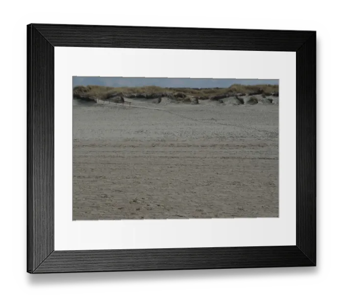 Framed Print : Spacious beach with dunes and open sky