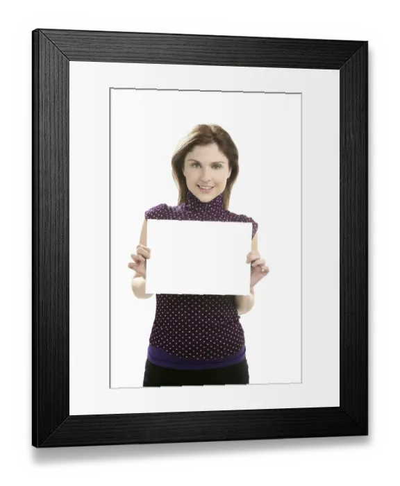 Framed Print : Businesswoman with white copy space in her hands
