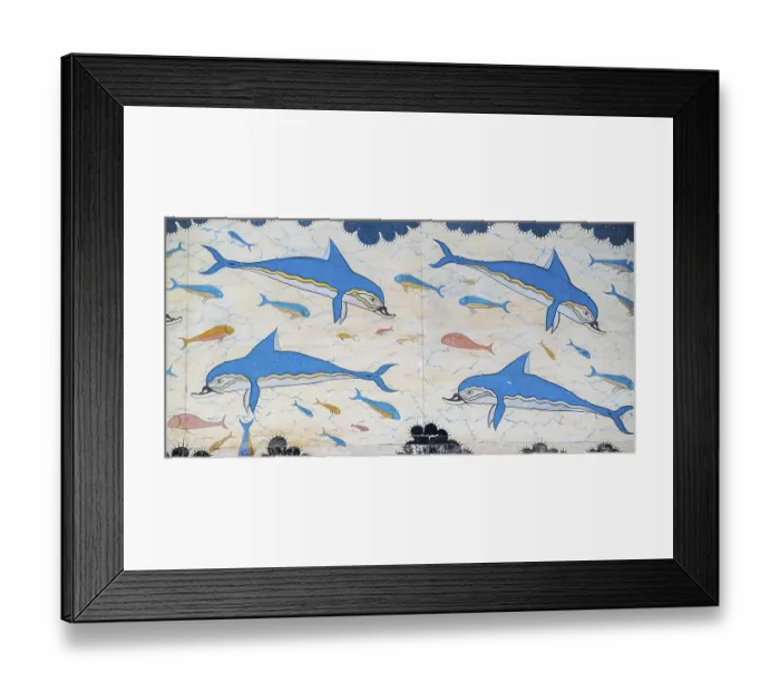 Framed Print : Reconstruction of the dolphin frescoes by Arthur Evans Framed Print : Reconstruction of the dolphin frescoes by Arthur Evans