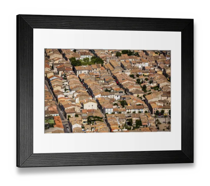 Framed Print : Medieval town with a rectangular city wall