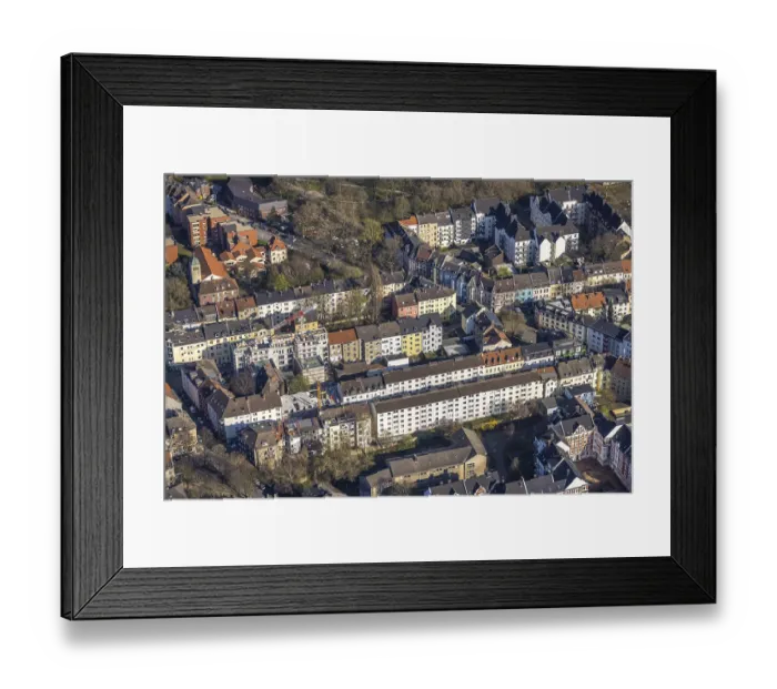 Framed Print : Aerial view, building sin in the classic perimeter block development