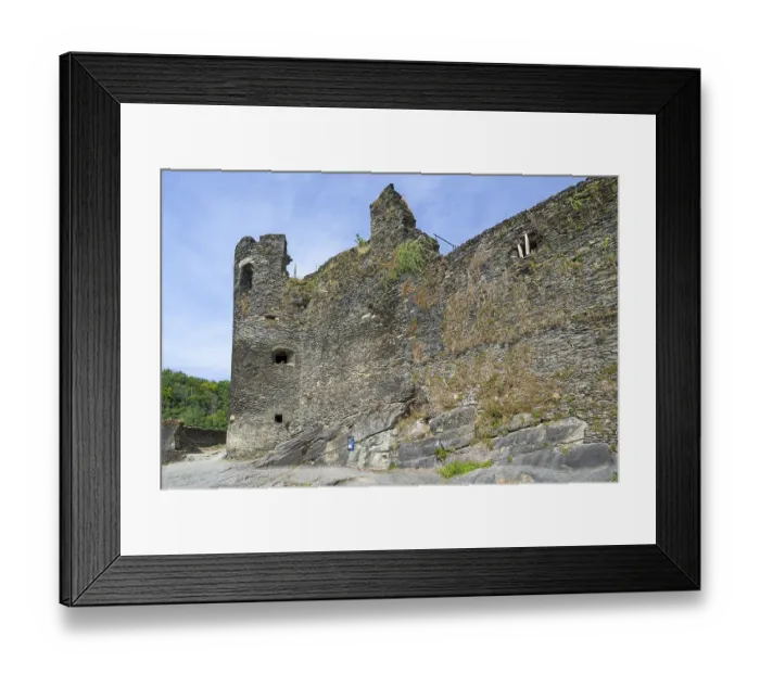 Framed Print : 9th century medieval ruined hill castle overlooking the city La Roche-en-Ardenne in summer Framed Print : 9th century medieval ruined hill castle overlooking the city La Roche-en-Ardenne in summer