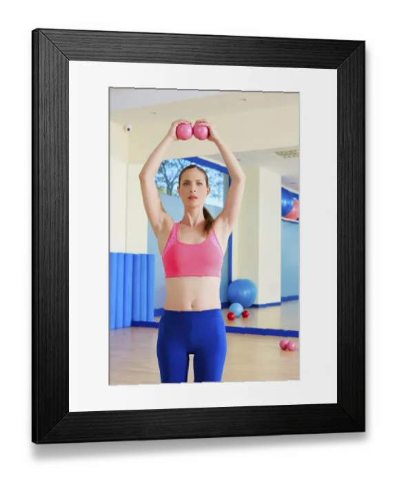 Framed Print : Pilates woman sand balls exercise workout at gym indoor Framed Print : Pilates woman sand balls exercise workout at gym indoor