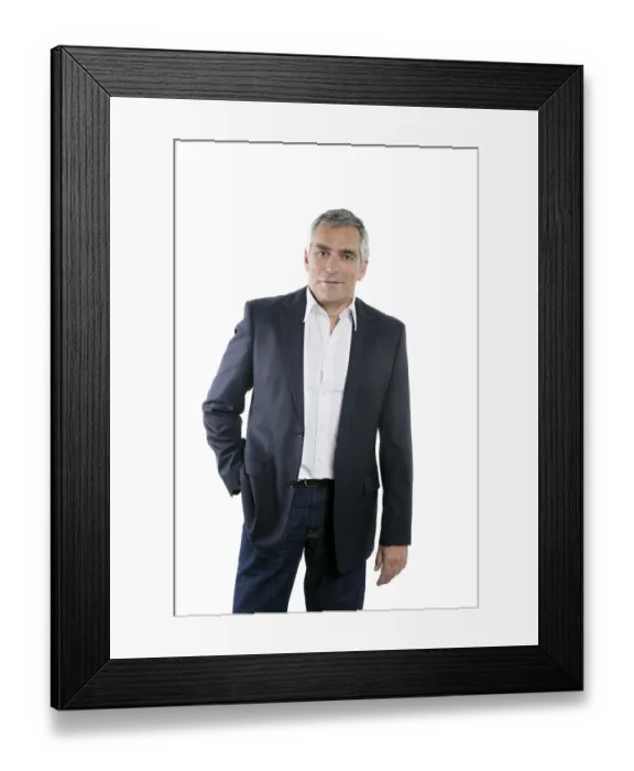 Framed Print : Senior businessman portrait black suit gray hair over white background Framed Print : Senior businessman portrait black suit gray hair over white background