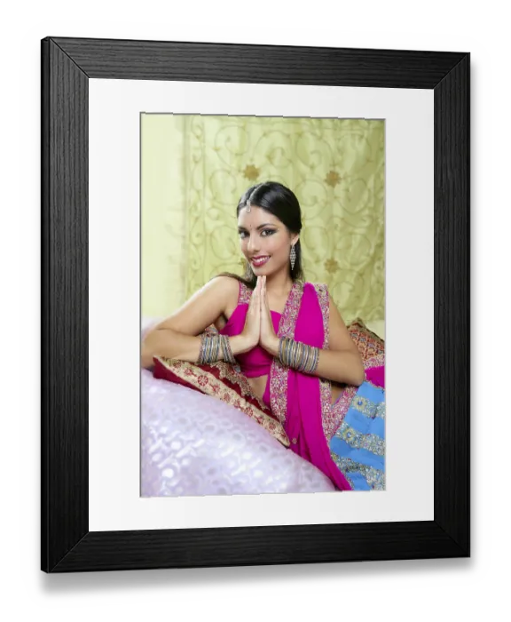 Framed Print : Beautiful indian brunette portrait with traditionl costume Framed Print : Beautiful indian brunette portrait with traditionl costume