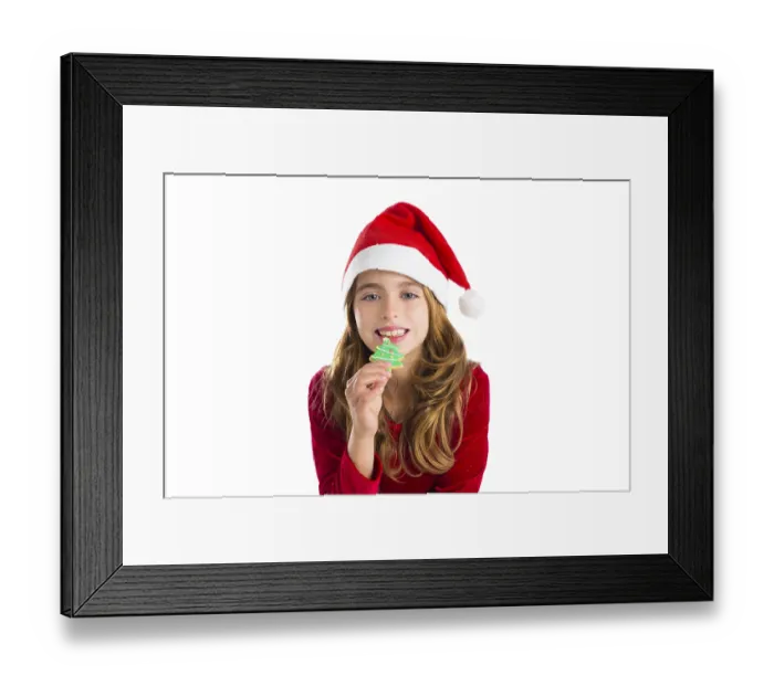 Framed Print : Christmas kid girl Xmas tree cookie isolated on white background