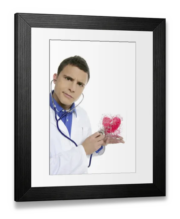 Framed Print : Doctor test a red heart health Framed Print : Doctor test a red heart health