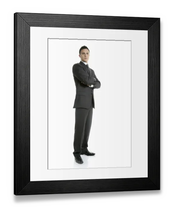 Framed Print : Businessman young stand up, full length on white background Framed Print : Businessman young stand up, full length on white background