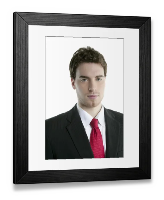 Framed Print : Businessman young handsome portrait tie suit isolated on white