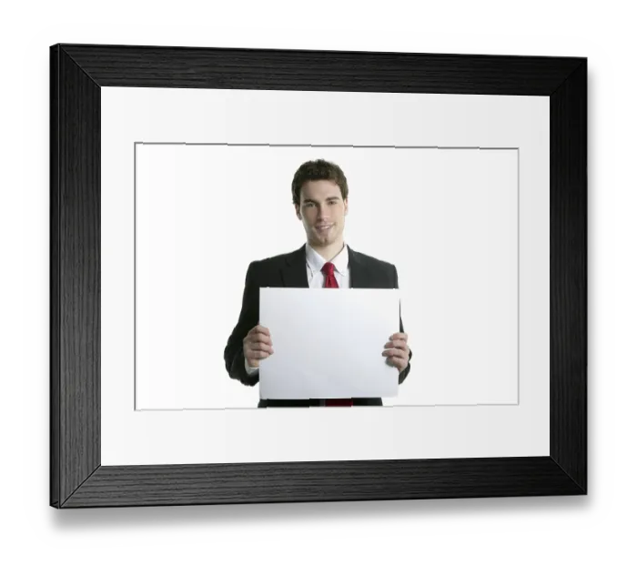 Framed Print : Copyspace white paper in young handsome businessman smiling Framed Print : Copyspace white paper in young handsome businessman smiling