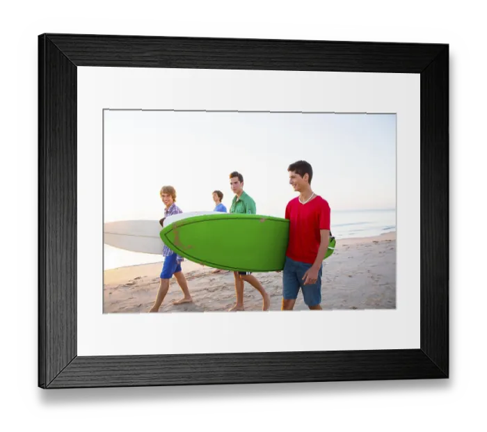 Framed Print : Surfer teen boys group walking at beach shore on sunshine or sunset Framed Print : Surfer teen boys group walking at beach shore on sunshine or sunset