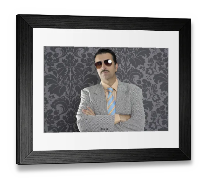 Framed Print : Nerd serious proud businessman sunglasses portrait wallpaper background