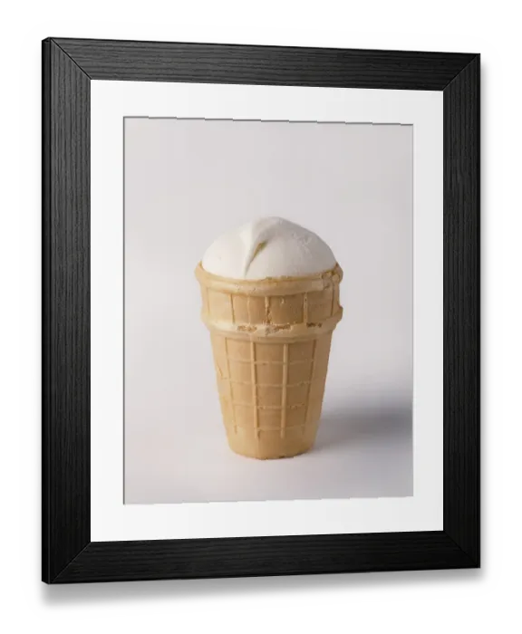 Framed Print : Creamy ice cream in a waffle cup Framed Print : Creamy ice cream in a waffle cup