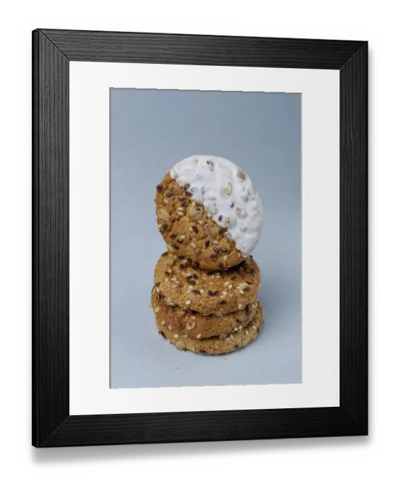 Framed Print : Stack of oatmeal cookies with yogurt Framed Print : Stack of oatmeal cookies with yogurt