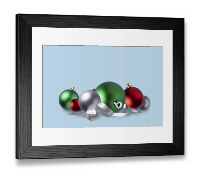 Framed Print : Christmas decorations on a blue background Framed Print : Christmas decorations on a blue background