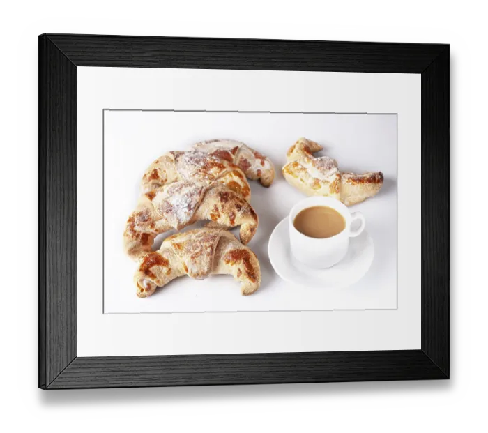 Framed Print : Rosy croissants and coffee with milk Framed Print : Rosy croissants and coffee with milk