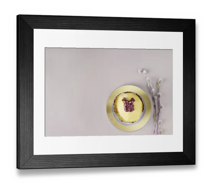 Framed Print : Easter cupcake in yellow sugar icing with chocolate hare Framed Print : Easter cupcake in yellow sugar icing with chocolate hare