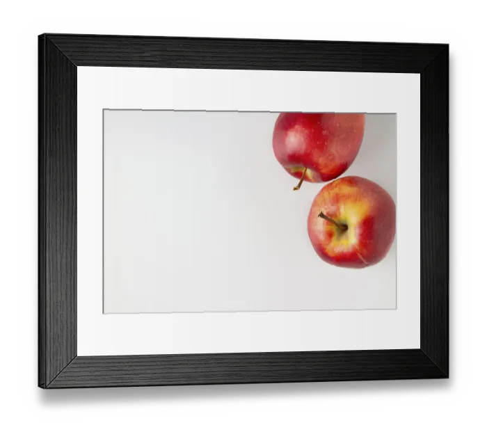 Framed Print : Red apples on white background