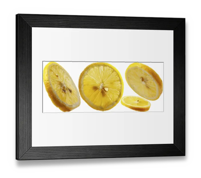 Framed Print : Lemon slices on a white background, isolate
