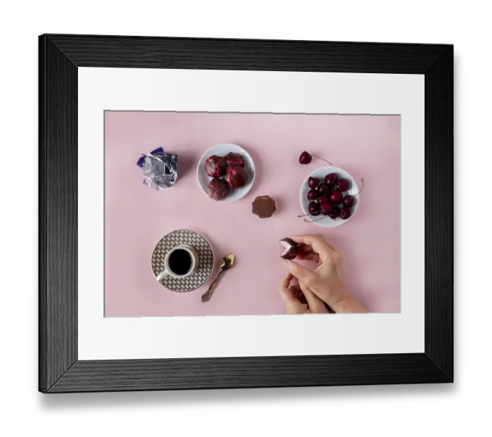 Framed Print : Fruit marshmallows in chocolate