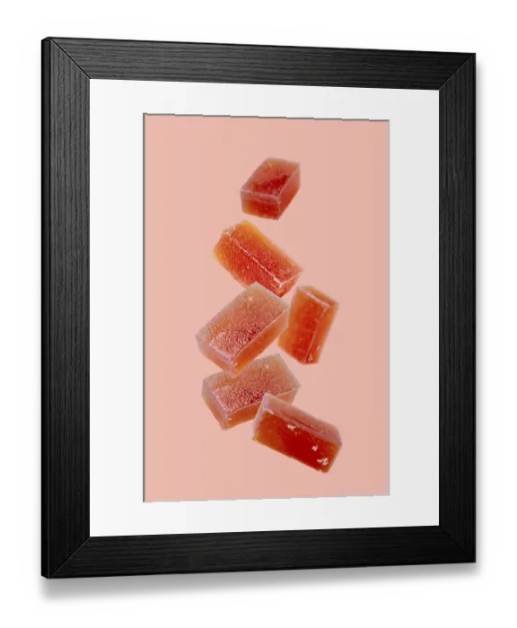 Framed Print : Plum marmalade flies on a beige background Framed Print : Plum marmalade flies on a beige background