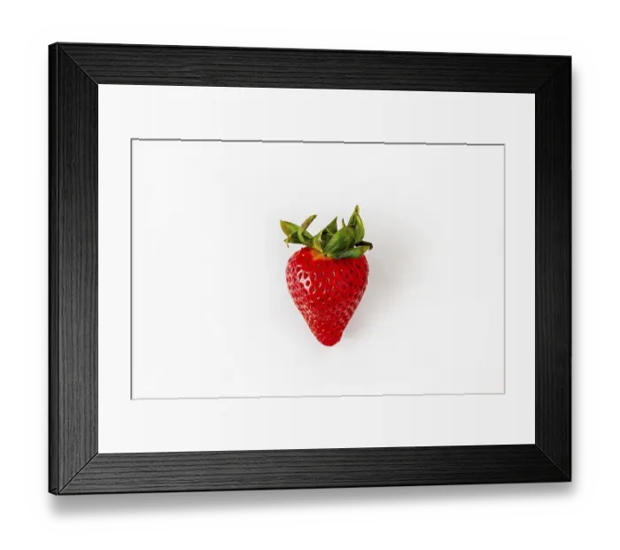 Framed Print : One strawberry on a white background, isolate