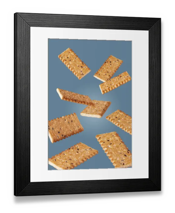 Framed Print : Sweet cookie flies on a blue background