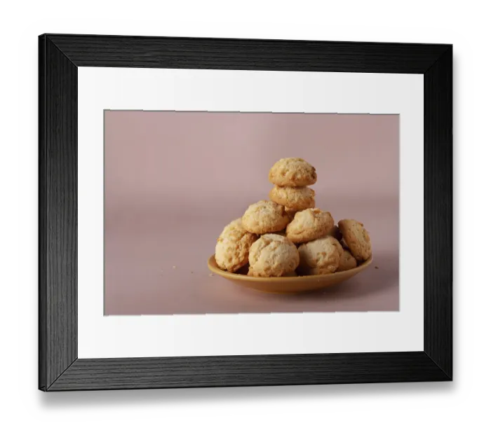 Framed Print : A pile of cottage cheese homemade cookies on a plate